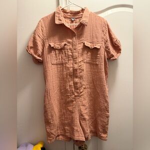 Aerie Gauze Button Front Romper Peach